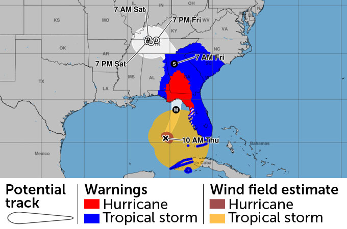 Hurricane Helene cone map