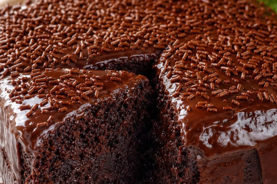 bolo caseiro de chocolate com cobertura cremosa